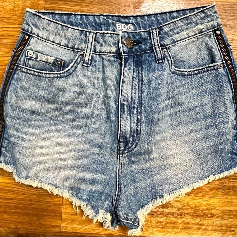 Urban Outfitters BDG super high rise cheeky denim shorts medium wash size 27 EUC